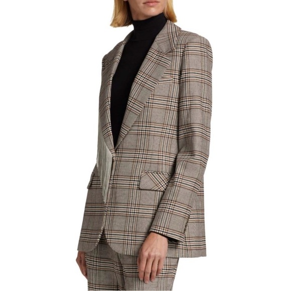 TANYA TAYLOR Lewis Plaid Fringe Trim Blazer NEW - Picture 9 of 14